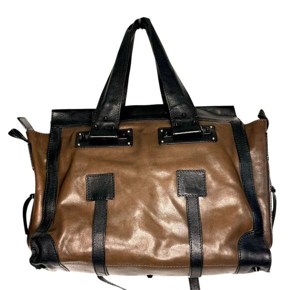 Chloé Tracy Two-Tone Leather Tote Satchel Black & Brown Top Handle Certification - Picture 2 of 14